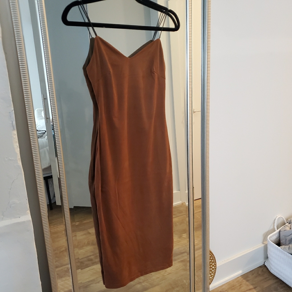 Suede midi dress